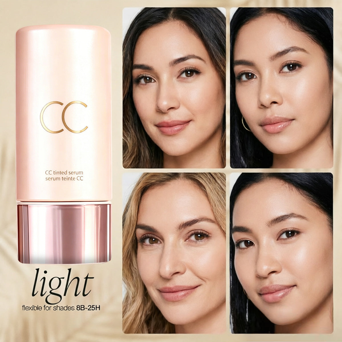 Color Changing Foundation Liquid, Lightweight Concealer CC Color Adjusting Serum, Waterproof Sweatproof Long Lasting Non-smudging Foundation