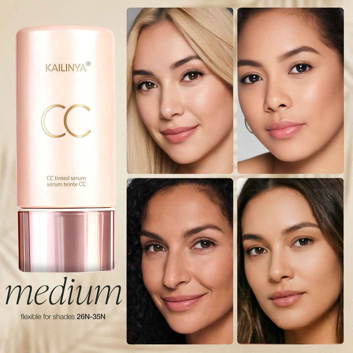 Color Changing Foundation Liquid, Lightweight Concealer CC Color Adjusting Serum, Waterproof Sweatproof Long Lasting Non-smudging Foundation